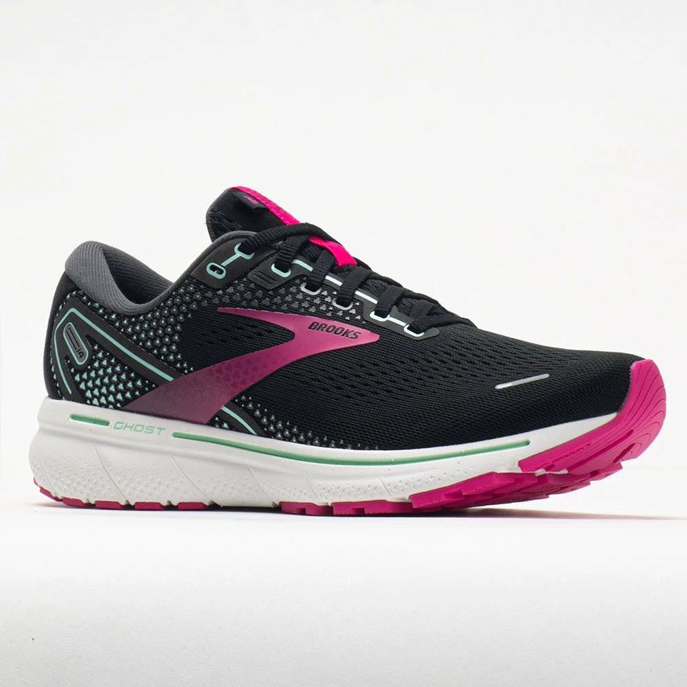 Brooks Ghost 14 Women's Black/Pink/Yucca Running Shoes 7 Brooks Ghost 14 Women's Black/Pink/Yucca Running Shoes