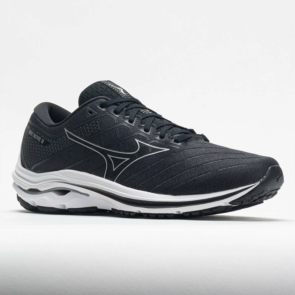 Mizuno Wave Inspire 18 Men's Black/Silver Running Shoes 7 Mizuno Wave Inspire 18 Men's Black/Silver Running Shoes