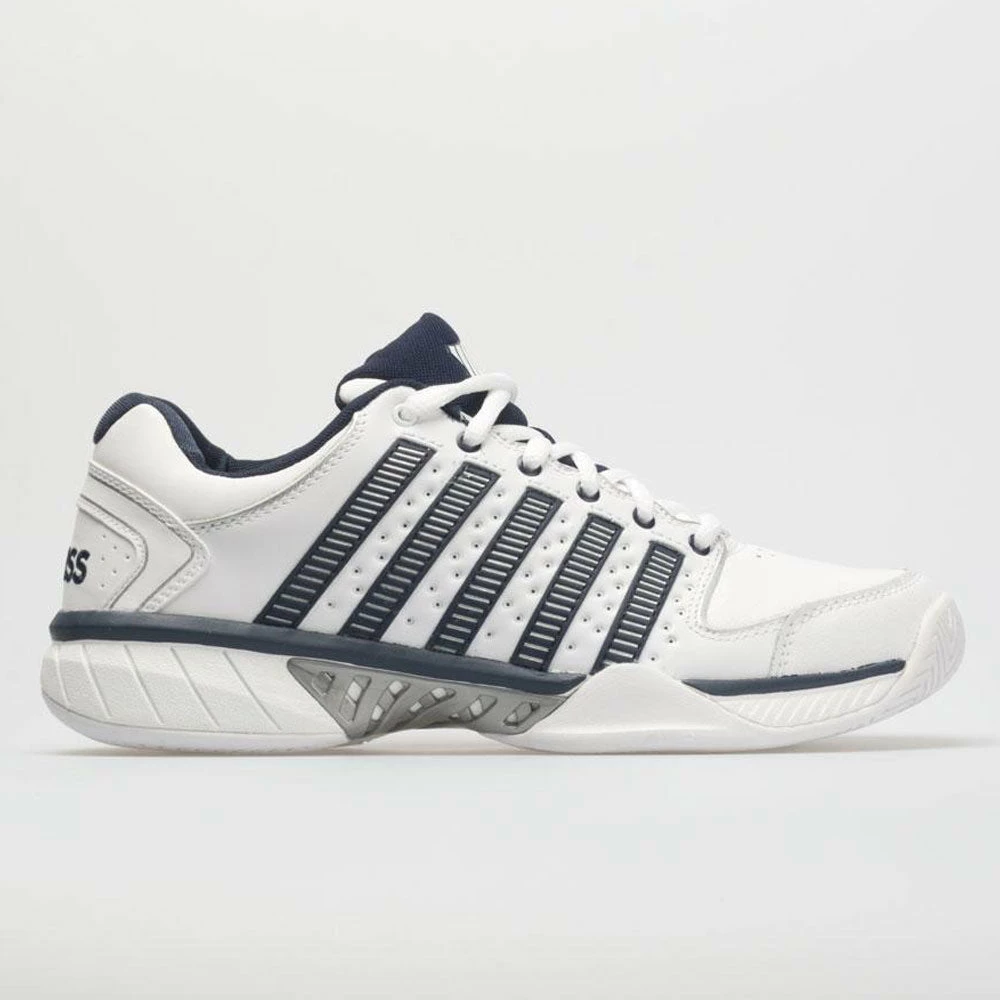 K-Swiss Hypercourt Express Leather Men's White/Navy/Silver Tennis Shoes 3 K-Swiss Hypercourt Express Leather Men's White/Navy/Silver Tennis Shoes