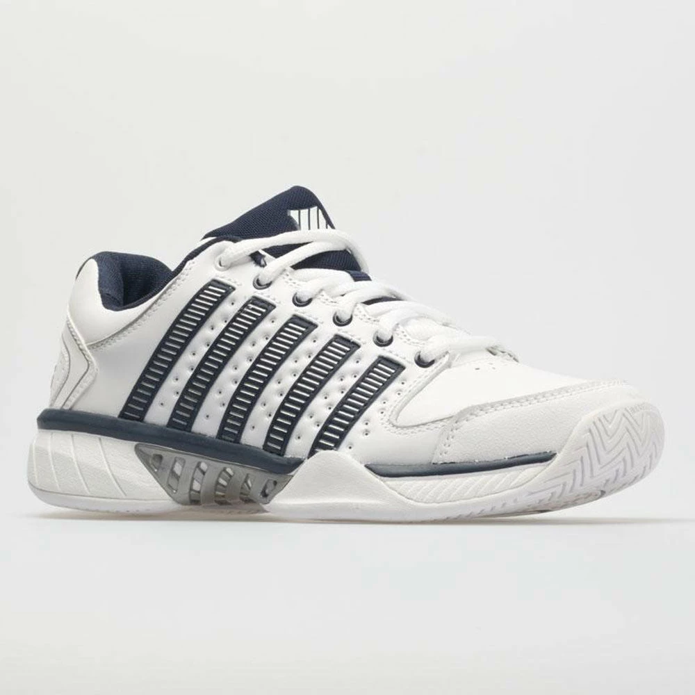 K-Swiss Hypercourt Express Leather Men's White/Navy/Silver Tennis Shoes 7 K-Swiss Hypercourt Express Leather Men's White/Navy/Silver Tennis Shoes