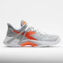 Diadora B.Icon AG Women's Silver/Vermillion Orange Tennis Shoes