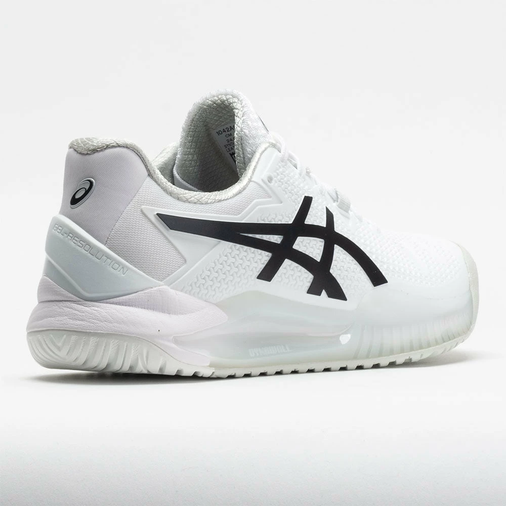 ASICS GEL-Resolution 8 Women's White/Black Tennis Shoes 8 ASICS GEL-Resolution 8 Women's White/Black Tennis Shoes