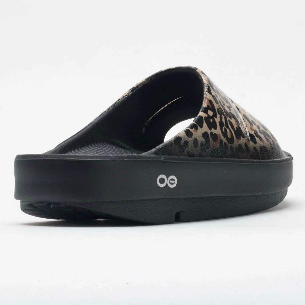 OOFOS OOahh Limited Women's Black Leopard Sandals & Slides 8 OOFOS OOahh Limited Women's Black Leopard Sandals & Slides